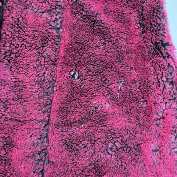 Vintage Morbid Threads Faux Fur Coat Womens Medium Pink One Button USA - Picture 6 of 16